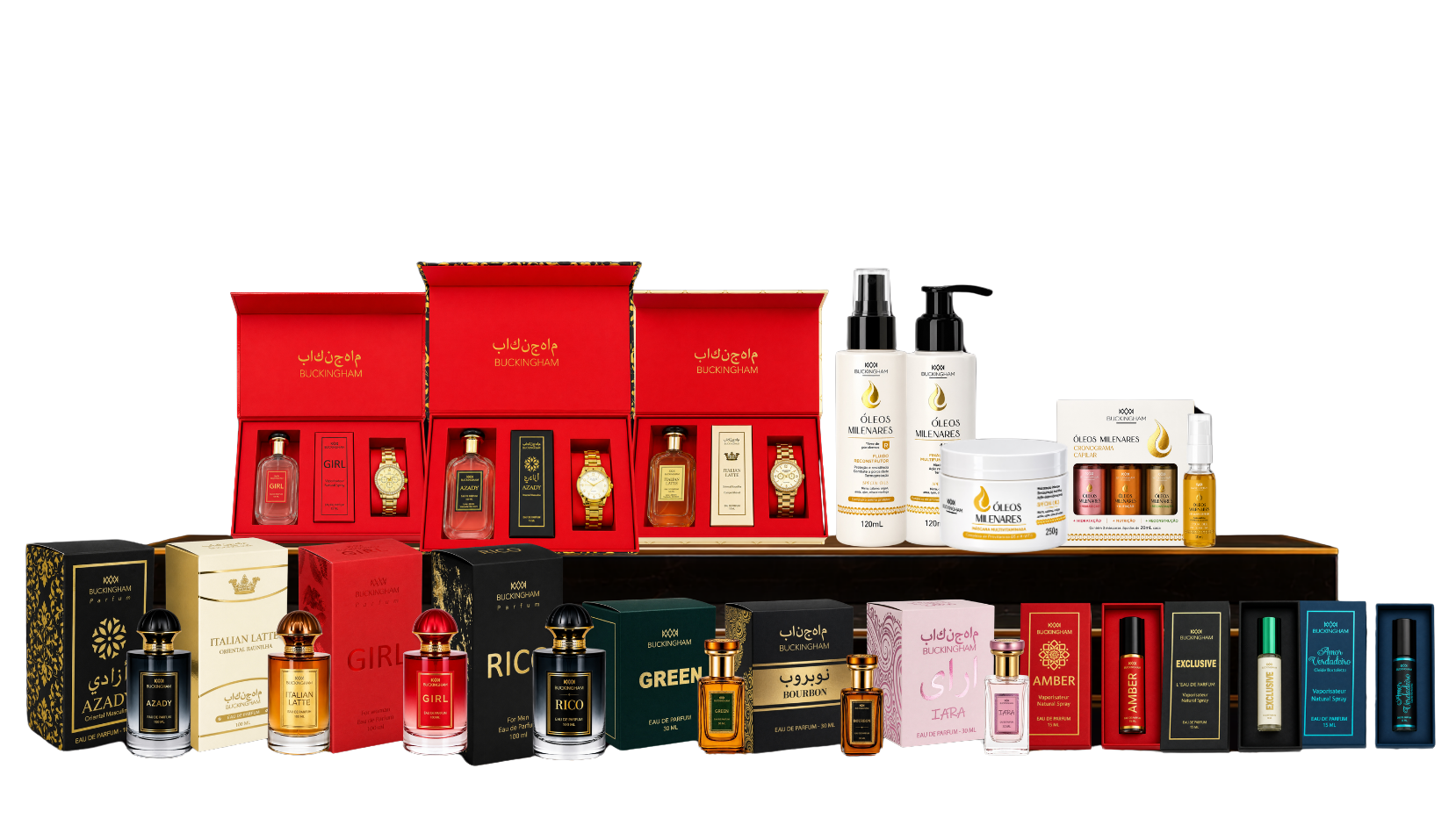 Linha completa de produtos Buckingham Parfums